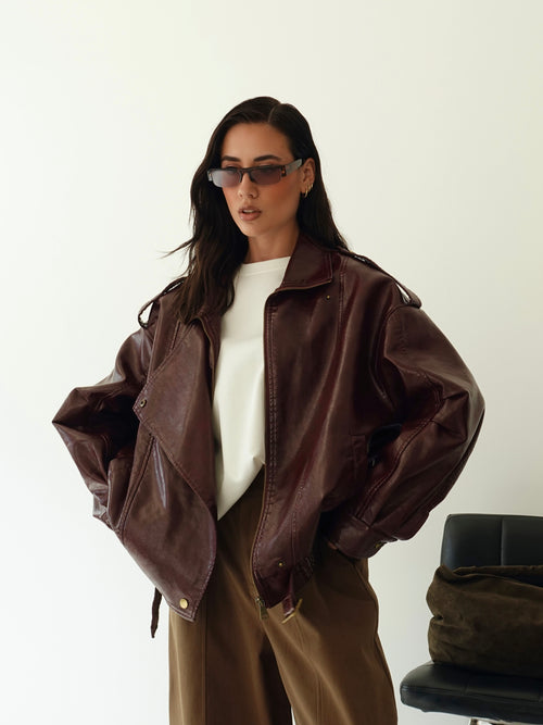 GIACCA OVER MAVERICK IN ECOPELLE - BURGUNDY 30294