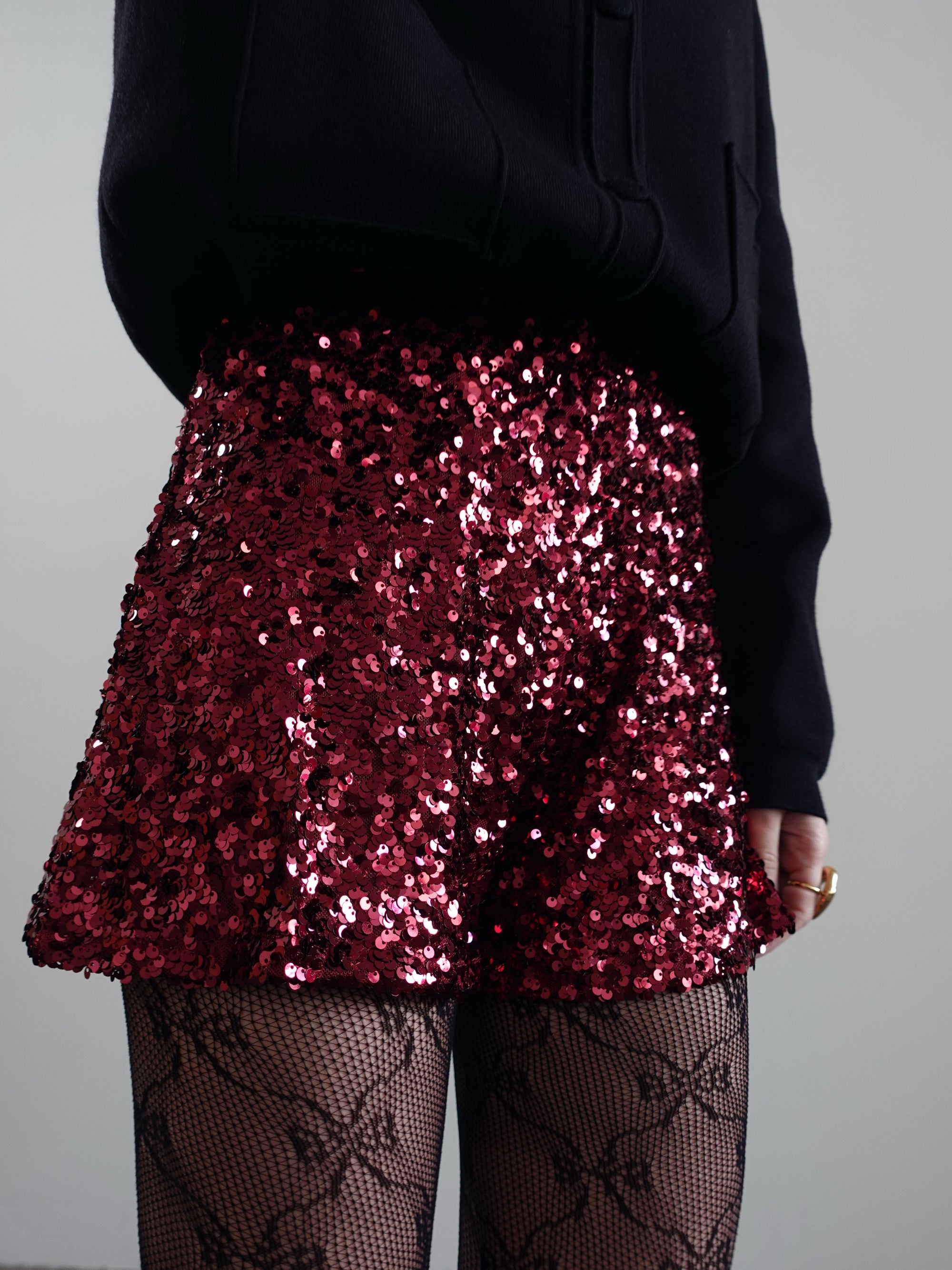 SHORTS CON PAILLETTES - BORDEAUX 2255