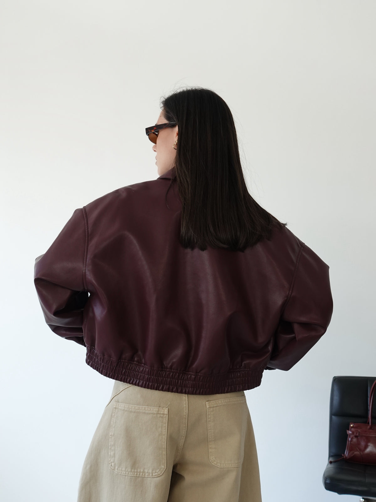 GIACCA IN ECOPELLE H143 - BURGUNDY 8936