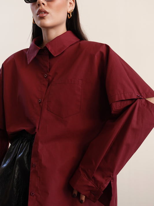 CAMICIA CON MANICHE RIMOVIBILI - BORDEAUX 2640