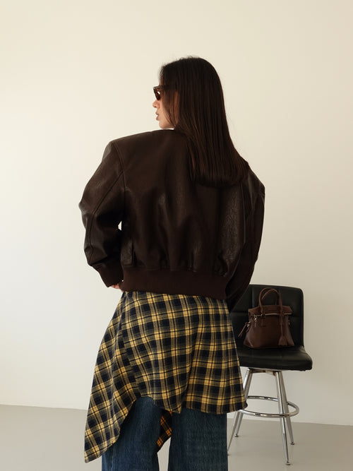 BOMBER IN ECOPELLE CON SPALLINE - CIOCCOLATO 13953