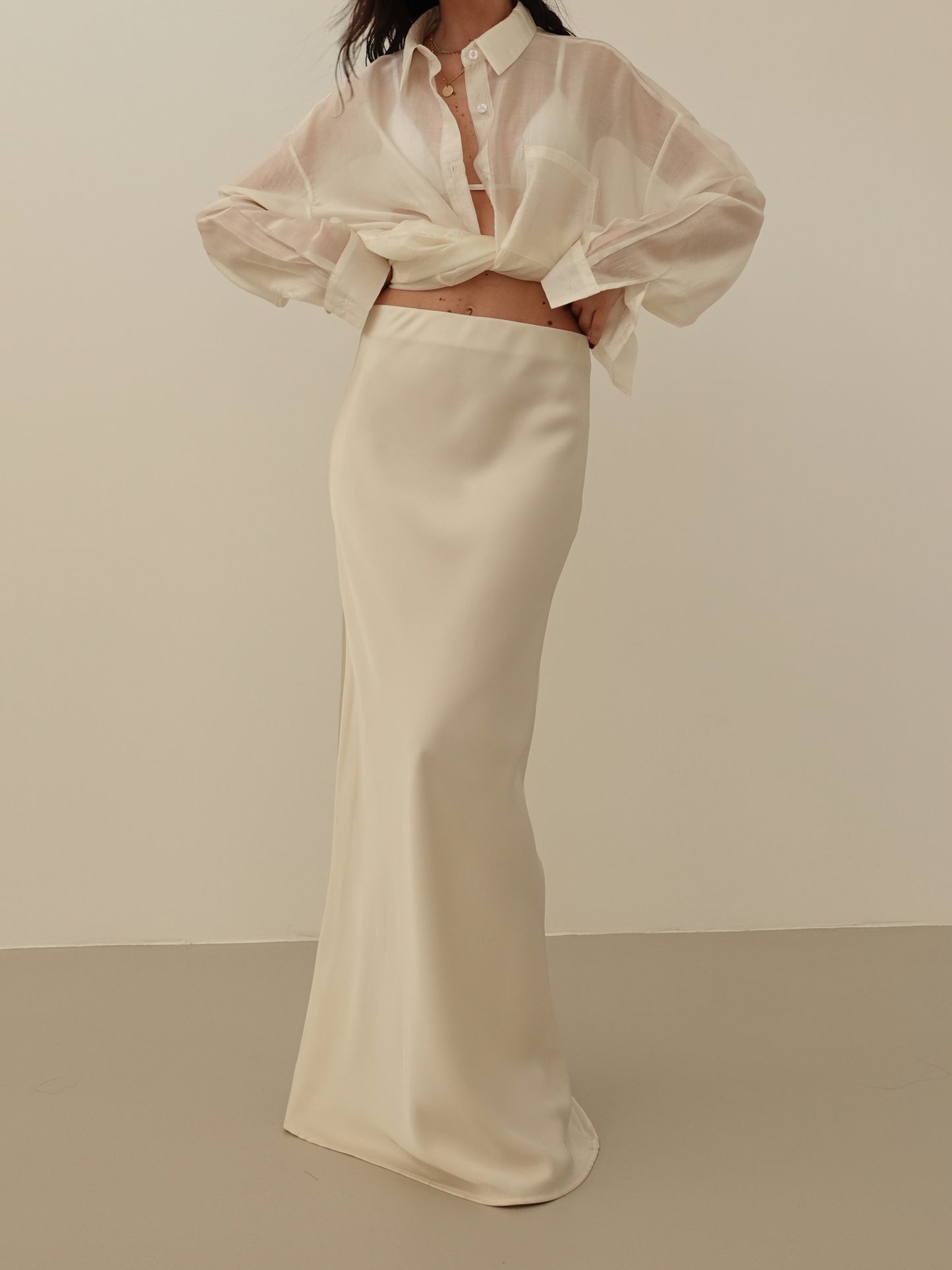 GONNA LONGUETTE SATIN - PANNA 4202