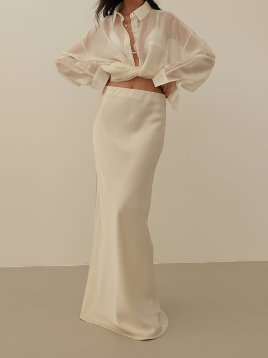 GONNA LONGUETTE SATIN - PANNA 4202