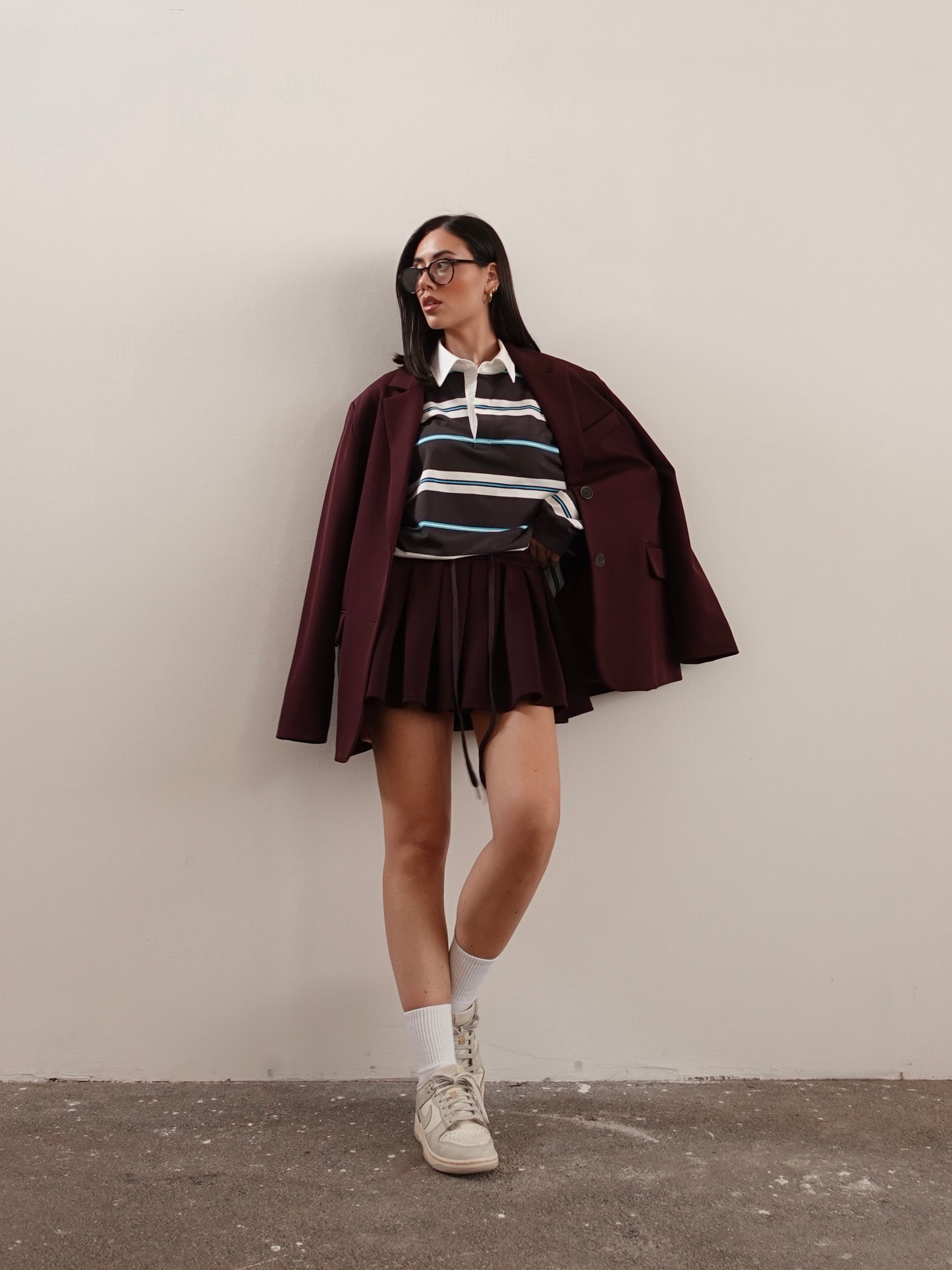 POLO A RIGHE CON COLLETTO A CONTRASTO - GRIGIO/AZZURRO  839-5