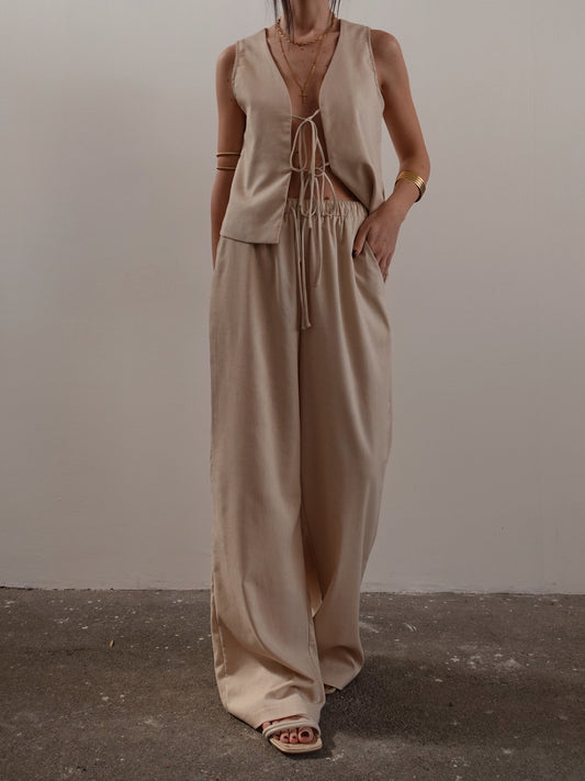 COORDINATO IN LINO FLORENCE - CAMEL 79715