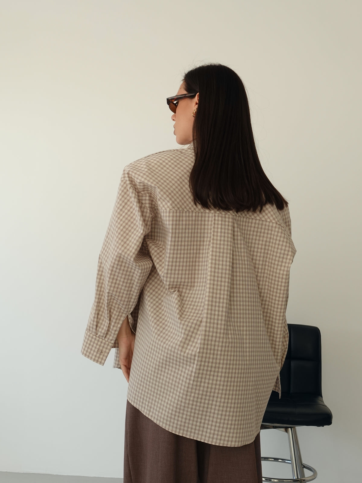 CAMICIA A QUADRETTI CON SPALLINE - BURRO/MARRONE 2704