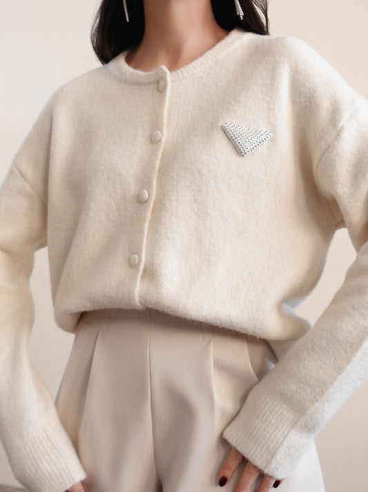 CARDIGAN CON STRASS - PANNA 8023