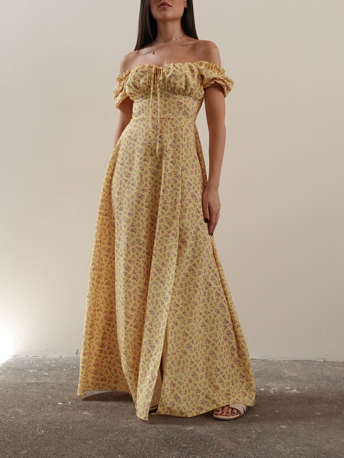 LONG DRESS FIORI DI CAMPO - GIALLO 42778