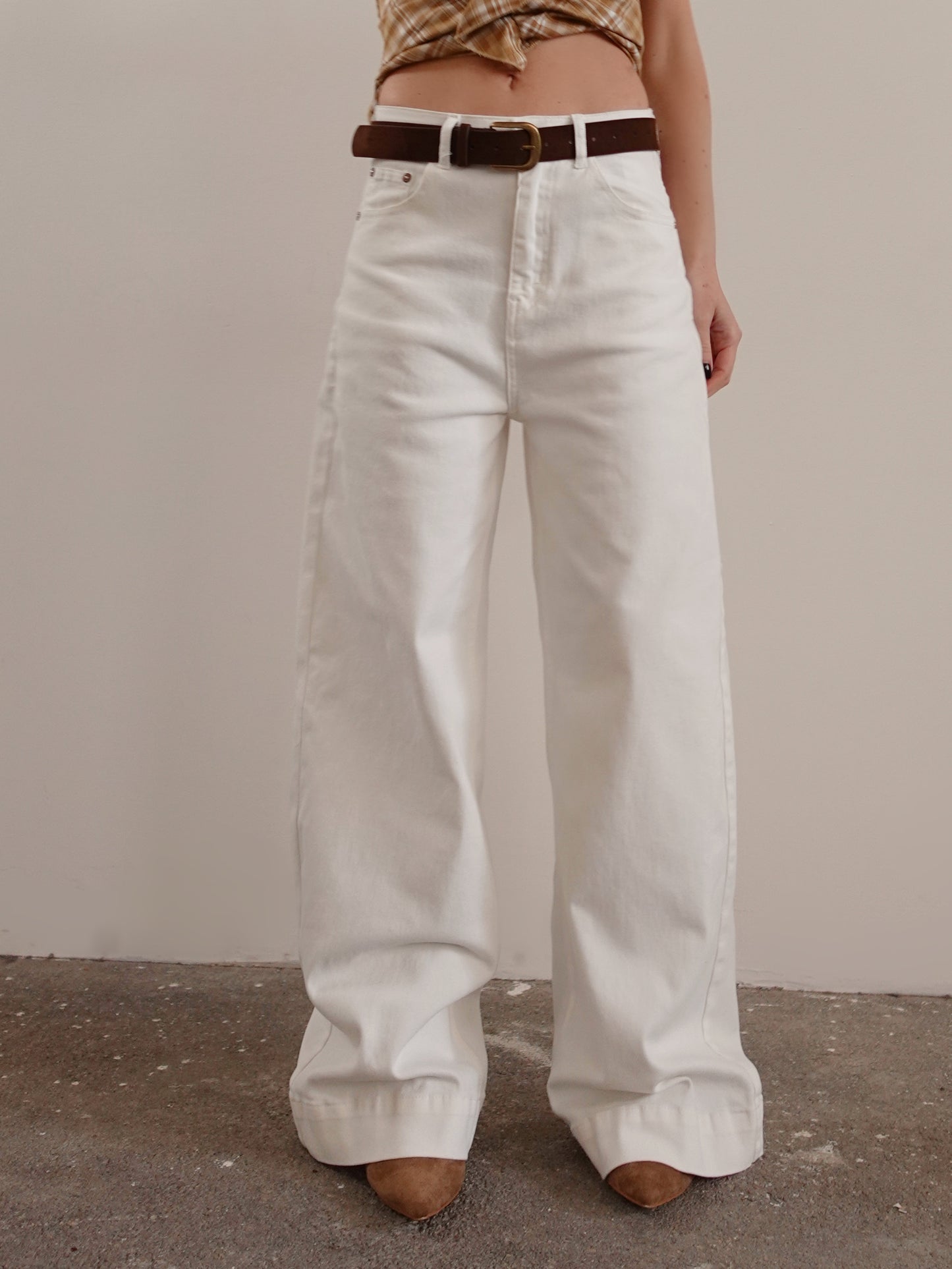 JEANS BAGGY FIT CON CINTURA - BIANCO 202446