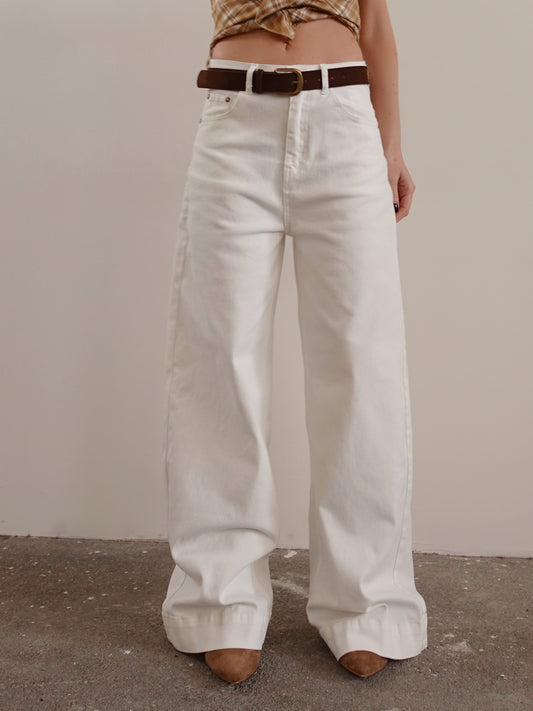 JEANS BAGGY FIT CON CINTURA - BIANCO 202446