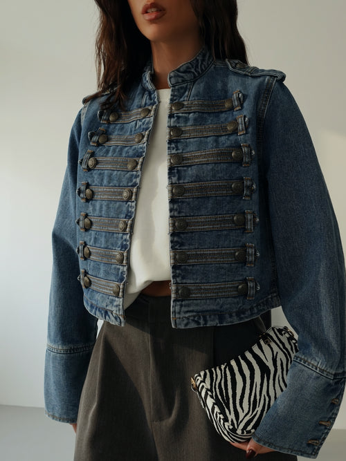 NAPOLEON JACKET IN DENIM - BLUE JEANS 386