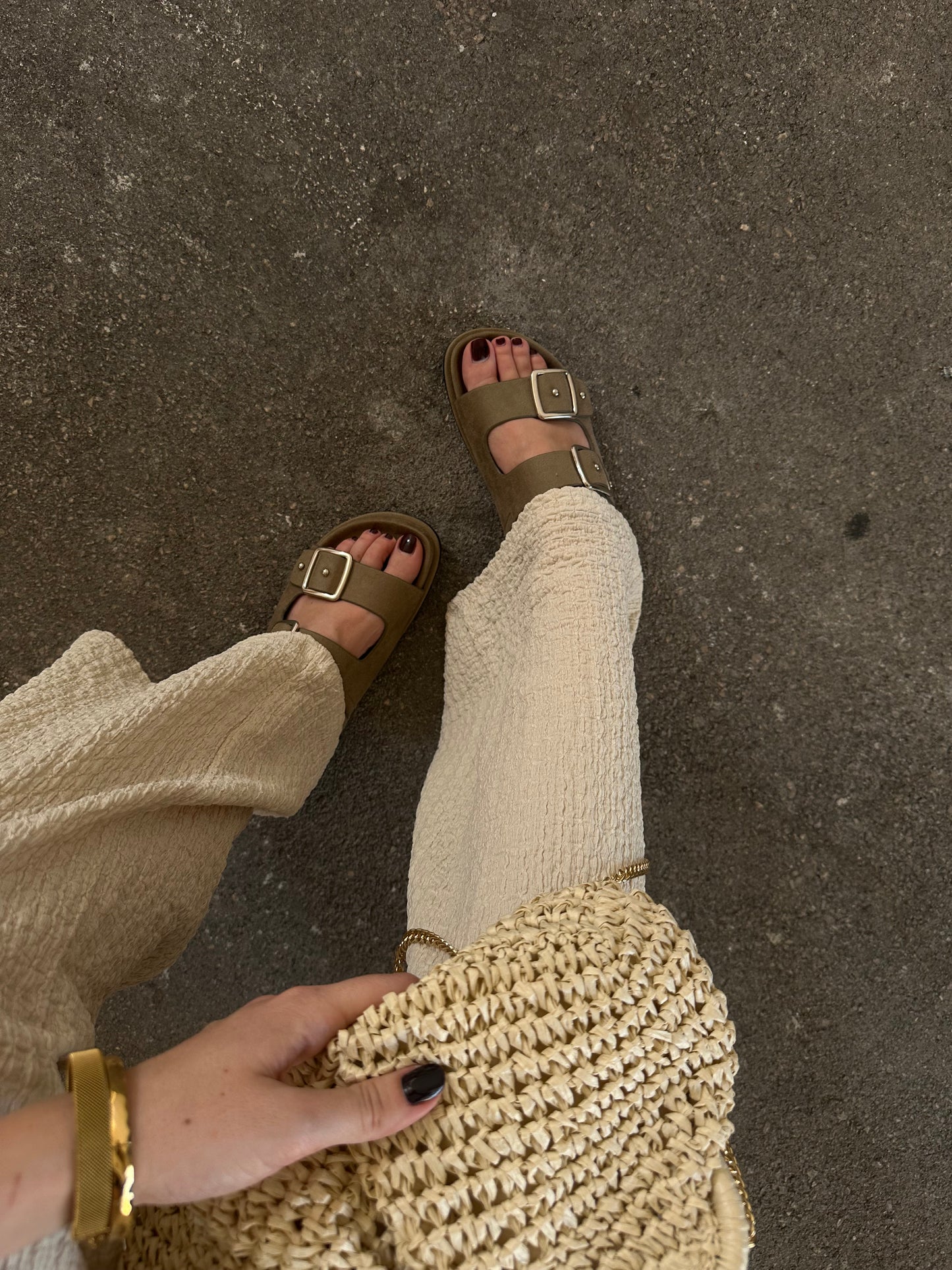 SANDALI CON BORCHIE - KHAKI 4425