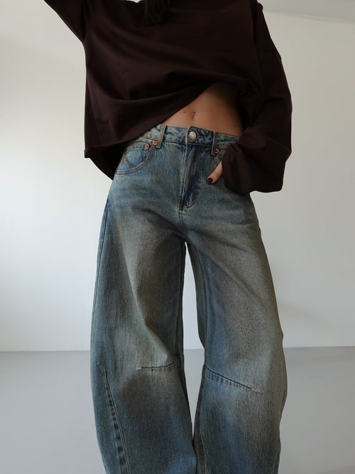 JEANS BARRELL FIT SABBIATO - LAVAGGIO MEDIO ZJ6125B