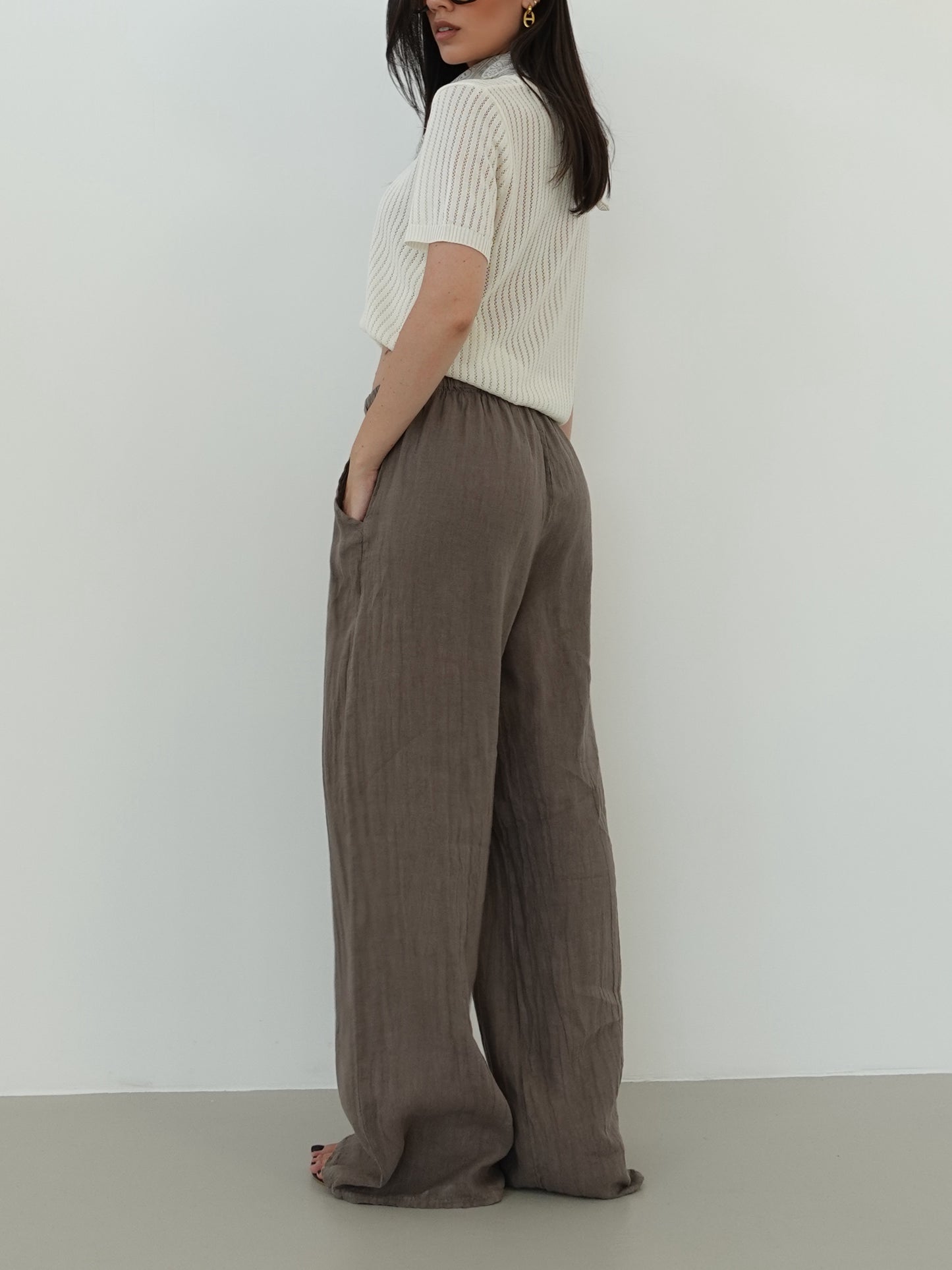 PANTALACCIO 100% LINO - FANGO 24205