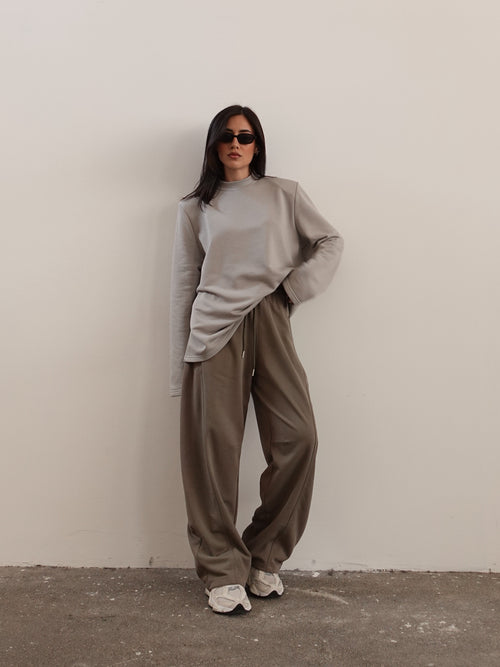 LONG-SLEEVE IN FELPA LEGGERA CON SPALLINE - GRIGIO CHIARO 3236