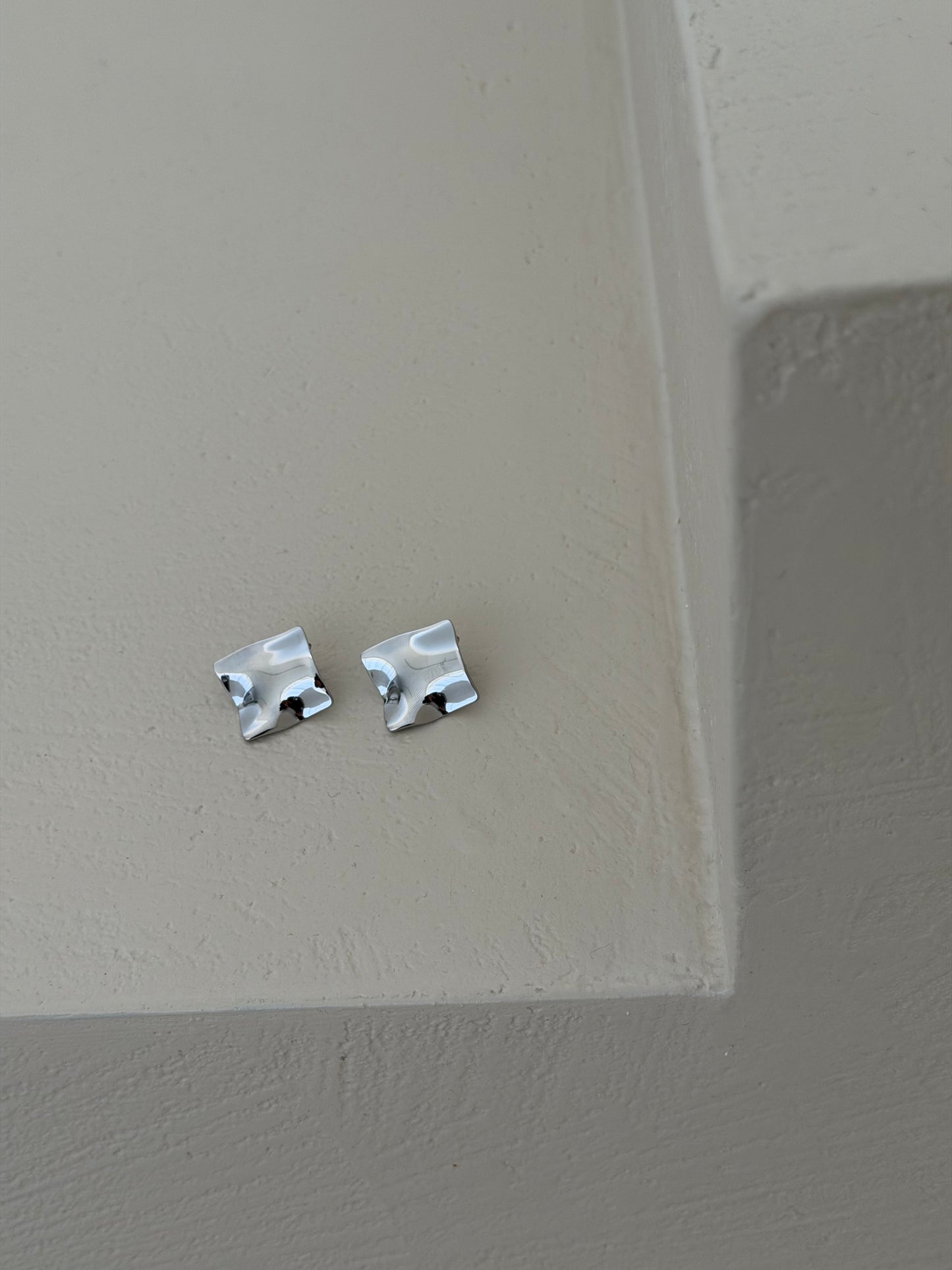 ORECCHINI WAVY SQUARE - ARGENTO