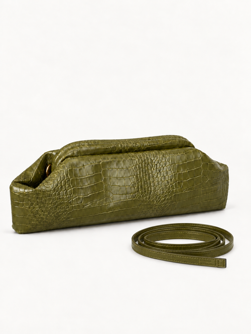 BAGUETTE CROCO IN ECOPELLE - PISTACCHIO