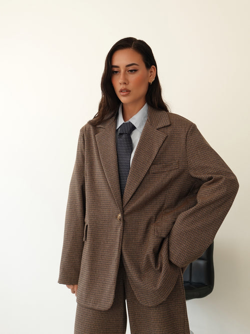 BLAZER OVER PIED DE POULE - SABBIA 9837