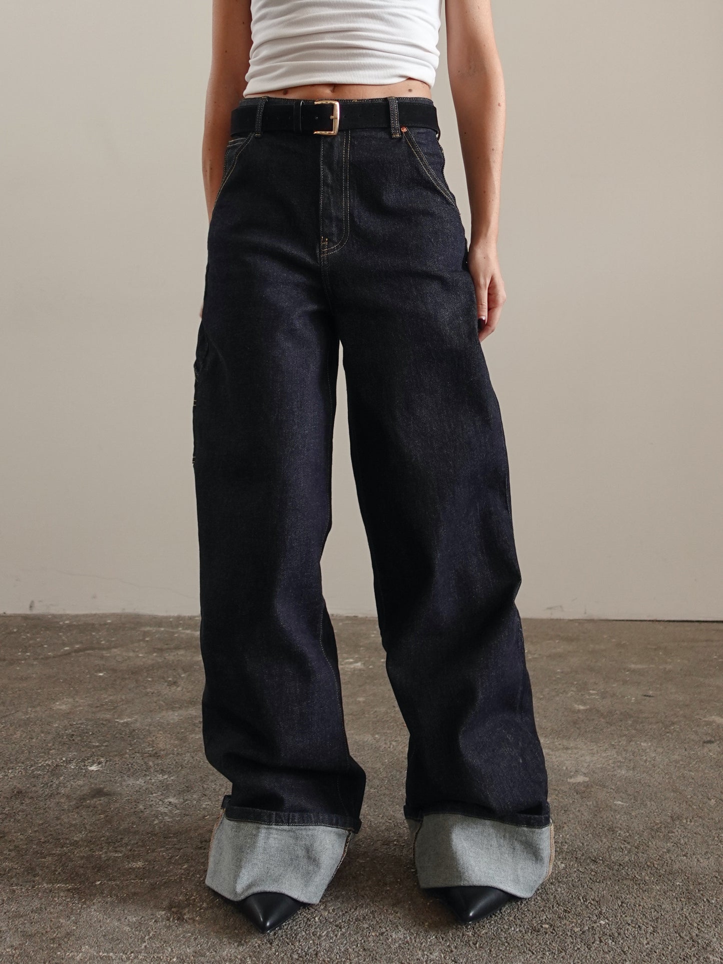 JEANS BAGGY CARPENTER CON PIEGONE - LAVAGGIO SCURO 3819