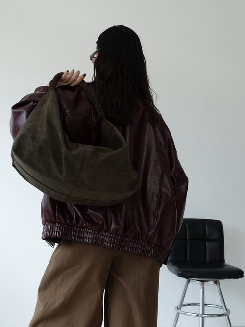 HOBO BAG MORBIDA IN ECOCAMOSCIO - VERDE