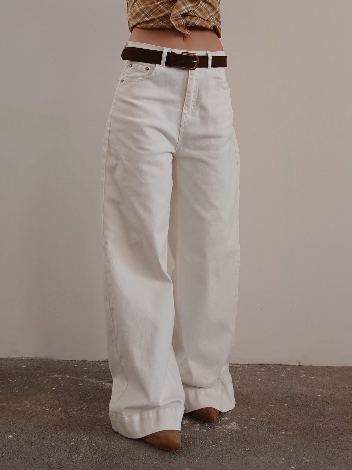 JEANS BAGGY FIT CON CINTURA - BIANCO 202446