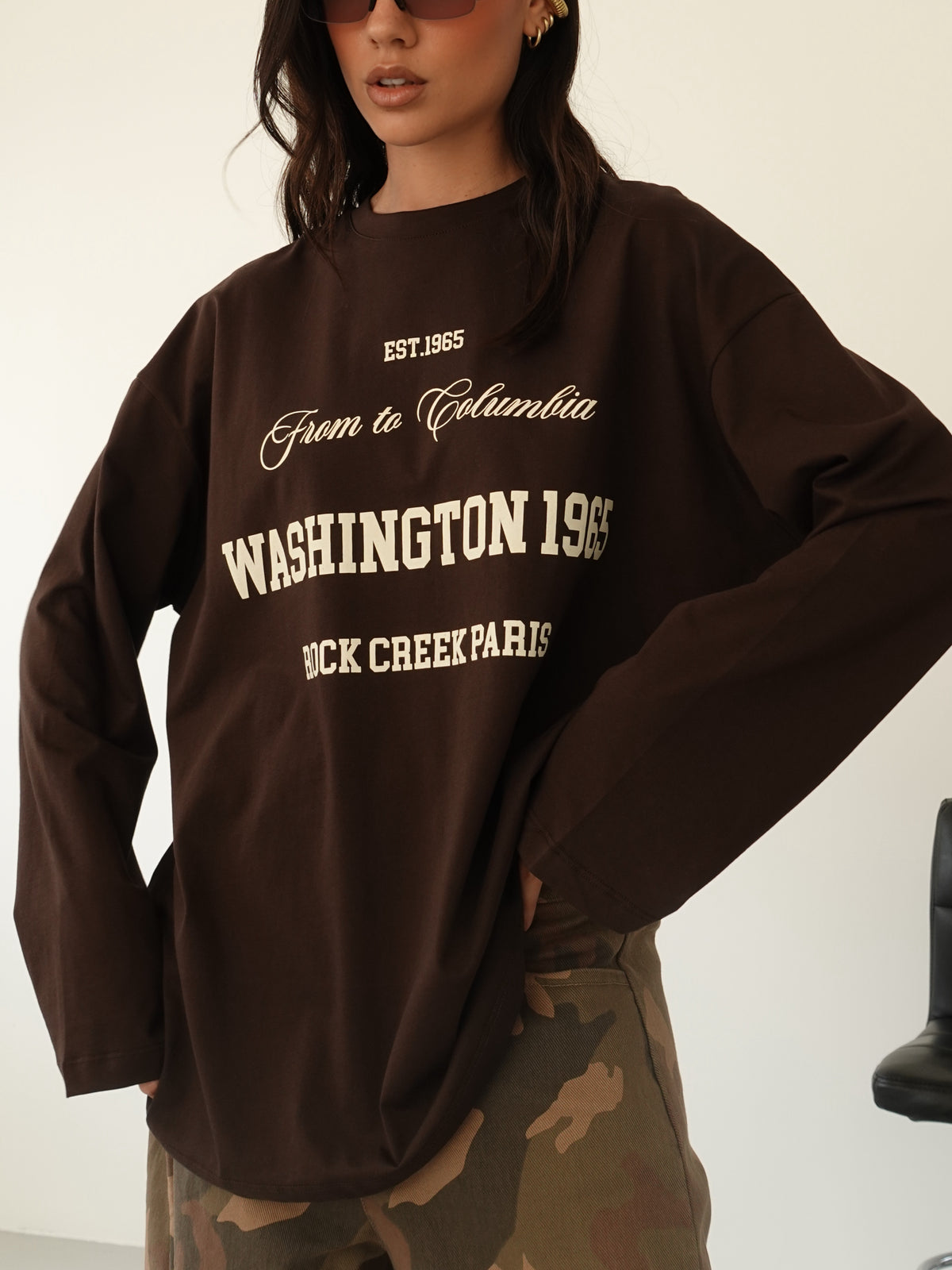 LONG-SLEEVE OVER WASHINGTON - CIOCCOLATO