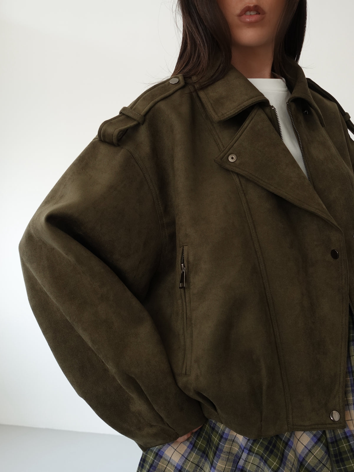 GIACCA BIKER SCAMOSCIATA - VERDE 262227