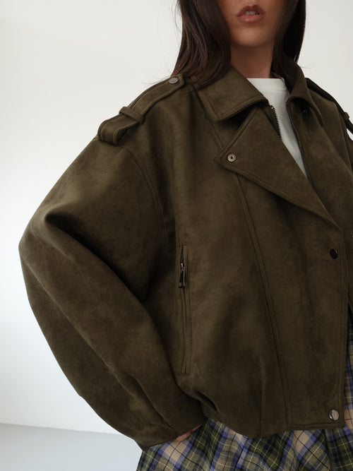 GIACCA BIKER SCAMOSCIATA - VERDE 262227