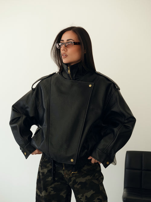 GIACCA OVER TOP GUN IN ECOPELLE - NERO 30384