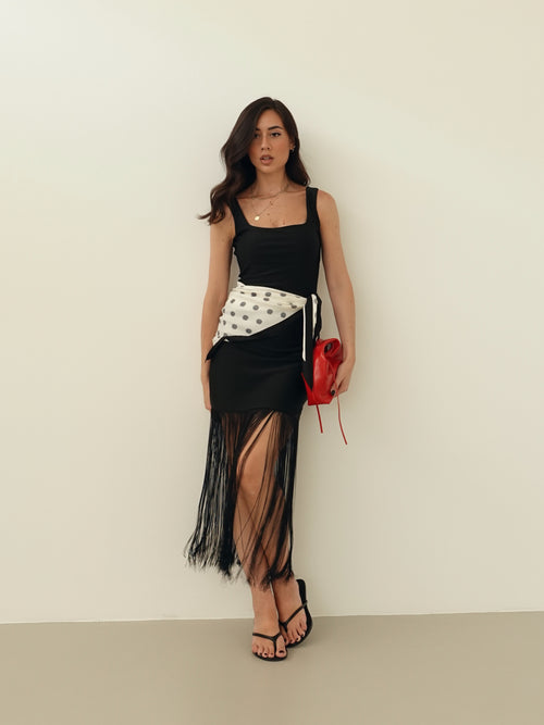 DRESS CON FRANGE - NERO 14888