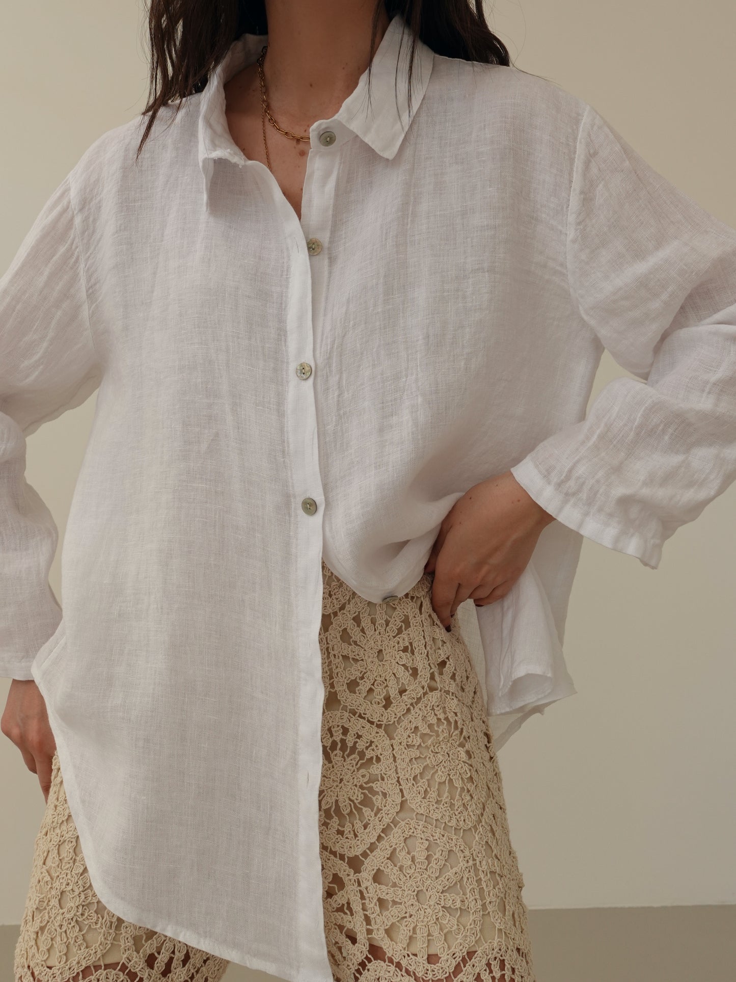 CAMICIA SAHARA 100% LINO - BIANCO 03168