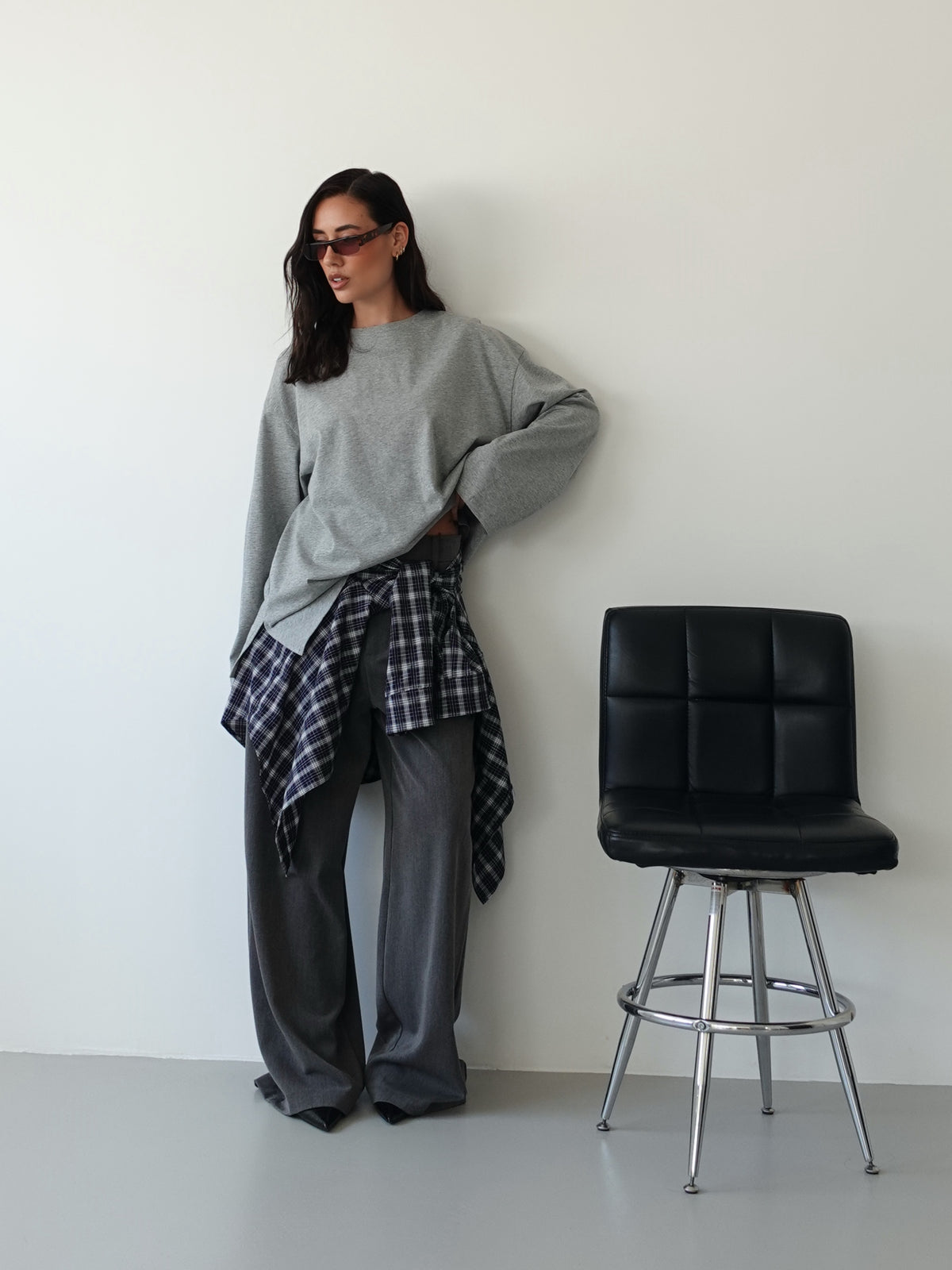 PANTALONI WIDE LEG LUMINA - GRIGIO Y0280