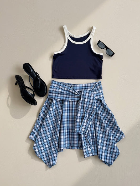 GONNA CAMICIA IN COTONE H143 - CELESTE