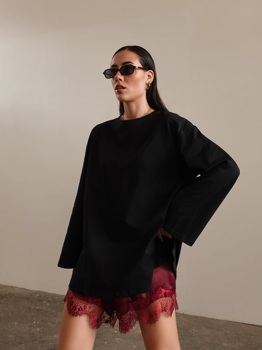 LONG-SLEEVE IN COTONE - NERO 3205