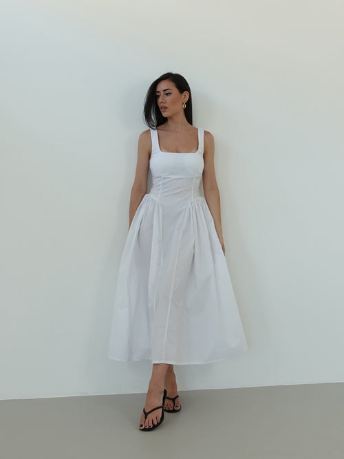 LONG DRESS BON TON IN COTONE - BIANCO 7000