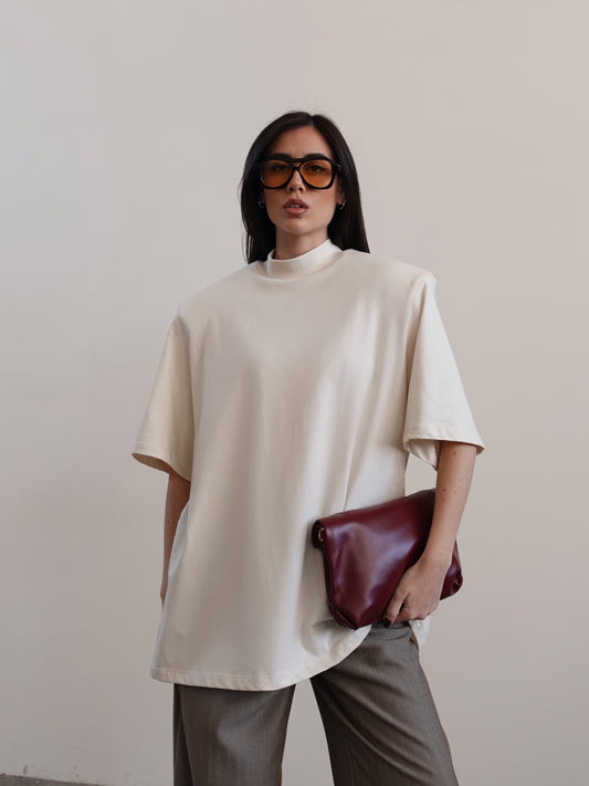 T-SHIRT GILDA CON SPALLINE - PANNA