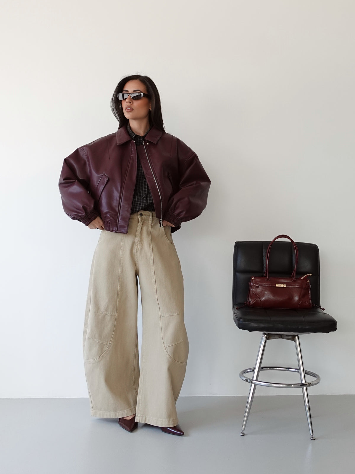 GIACCA IN ECOPELLE H143 - BURGUNDY 8936