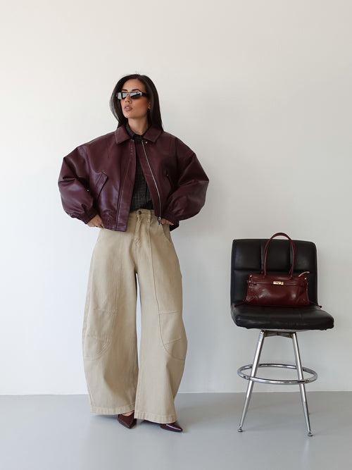 GIACCA IN ECOPELLE H143 - BURGUNDY 8936