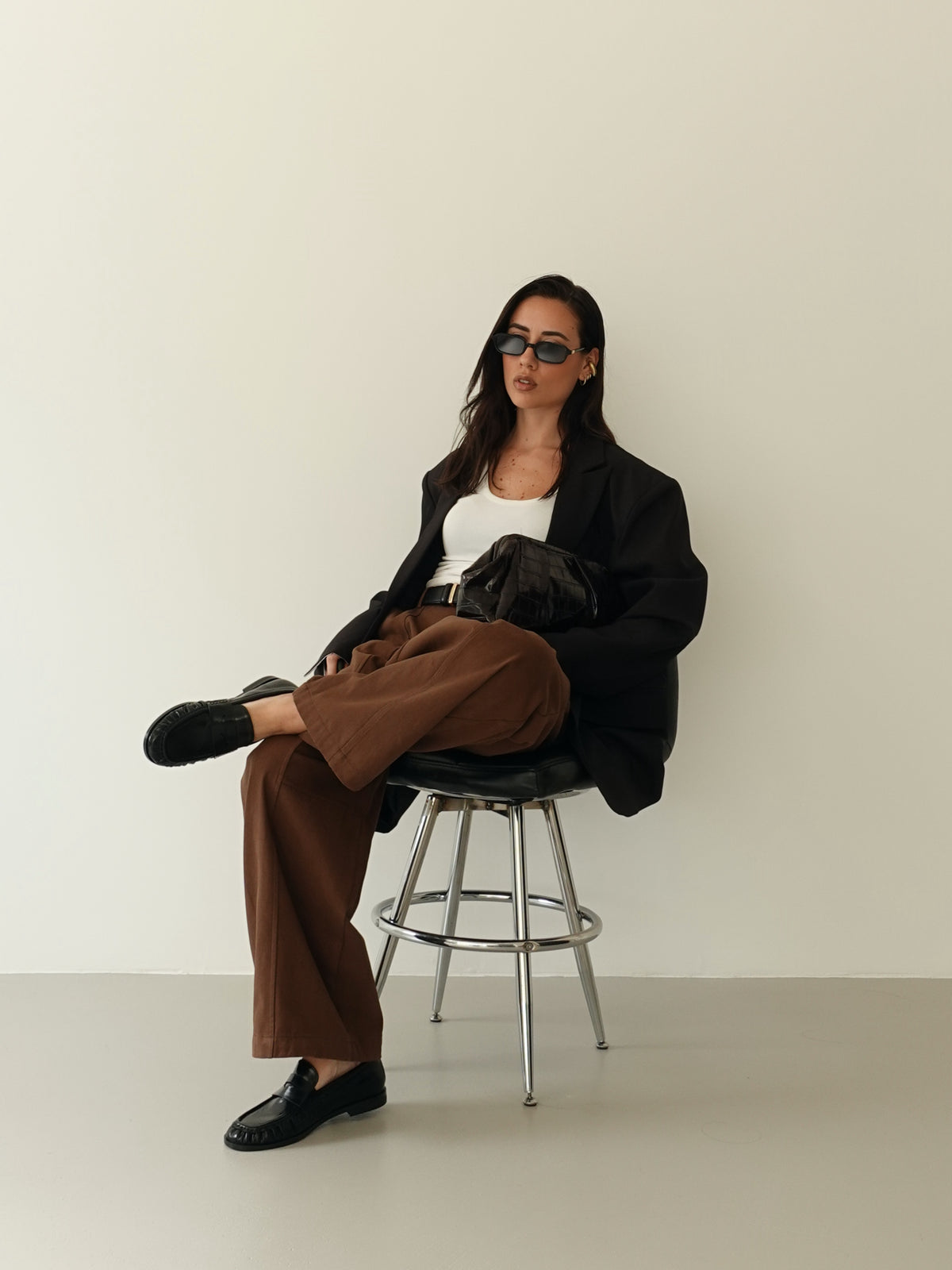 PANTALONI BALLOON 100% COTONE - MARRONE 9134