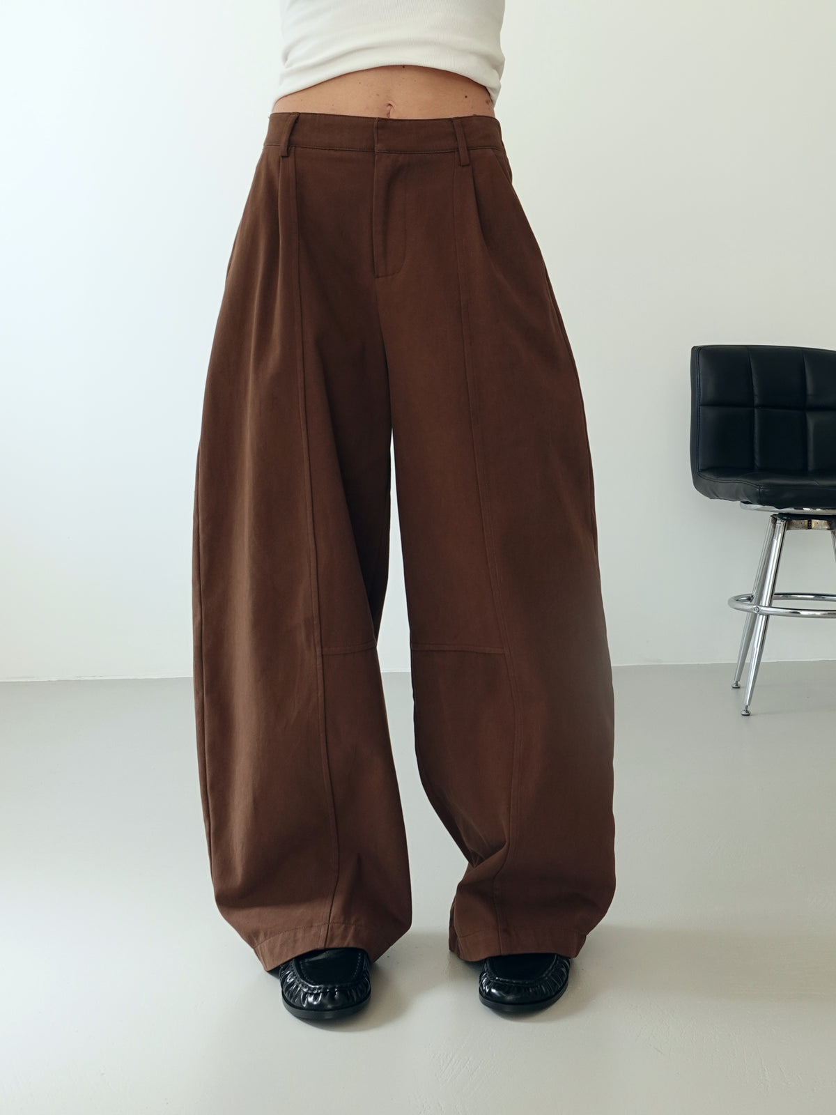 PANTALONI BALLOON 100% COTONE - MARRONE 9134