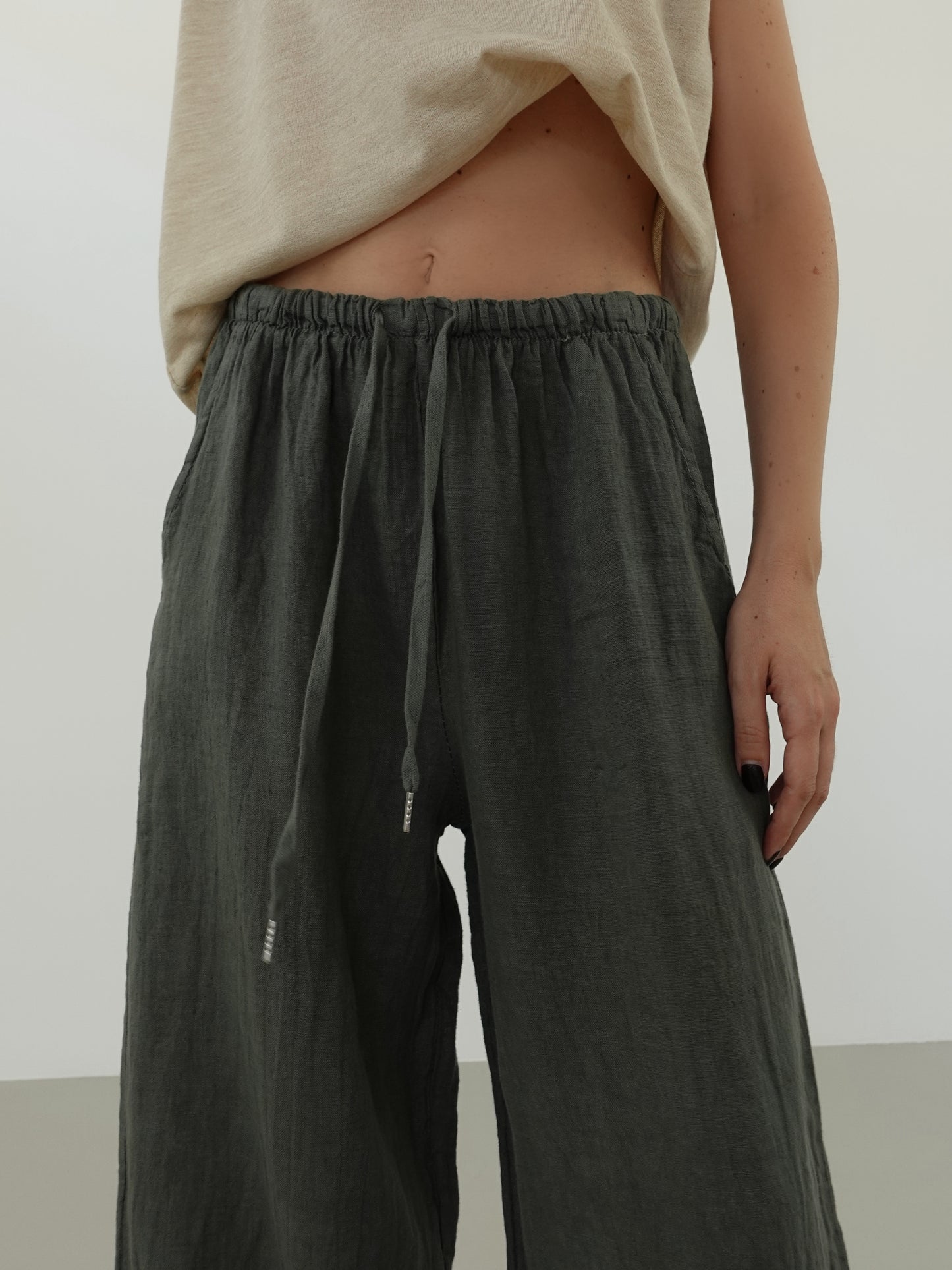 PANTALACCIO 100% LINO - VERDE 24205