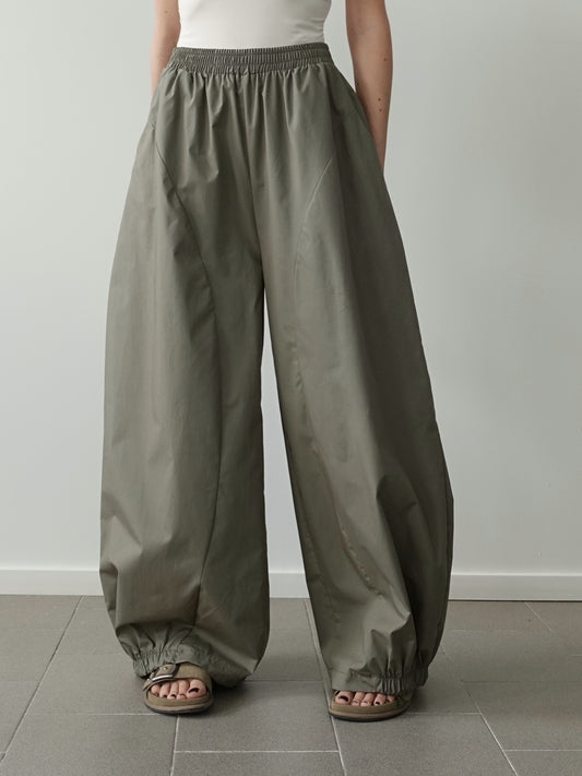 PANTALONI BAGGY BALLOON IN COTONE - VERDE CNZ21