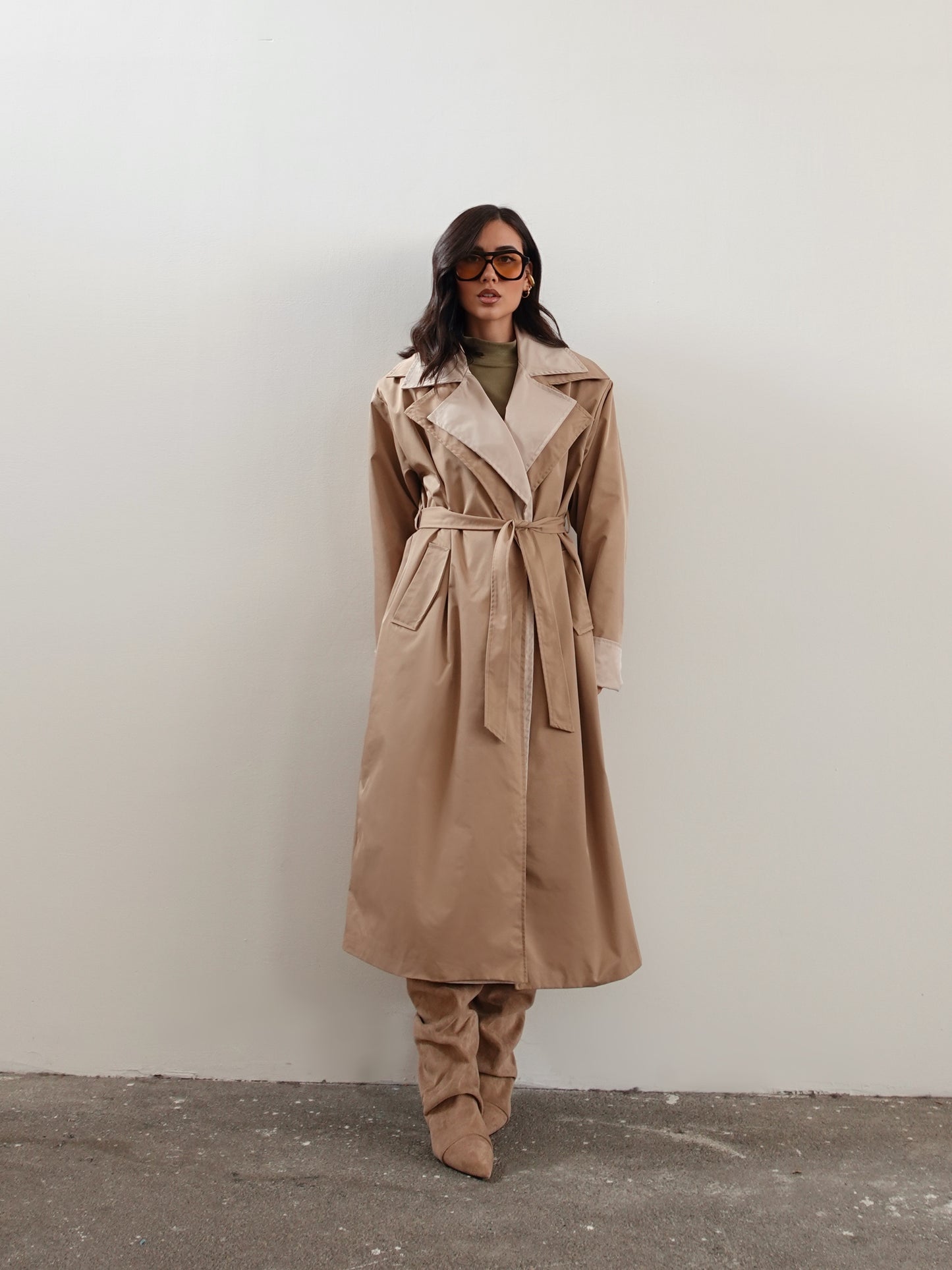 TRENCH LUNGO BICOLOR - CAMEL/BEIGE 25108
