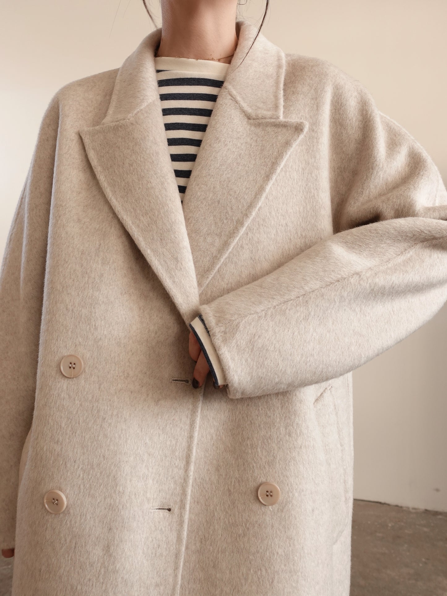 CAPPOTTO OVERSIZE IN LANA - PANNA N05