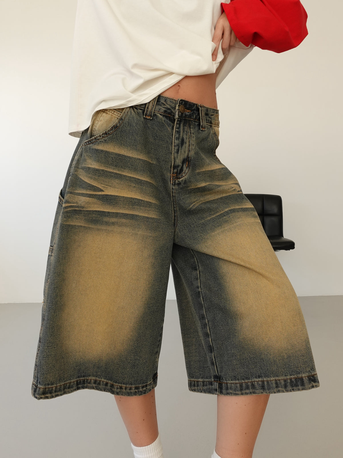 BERMUDA SKATER IN DENIM - CAMEL SABBIATO 6561