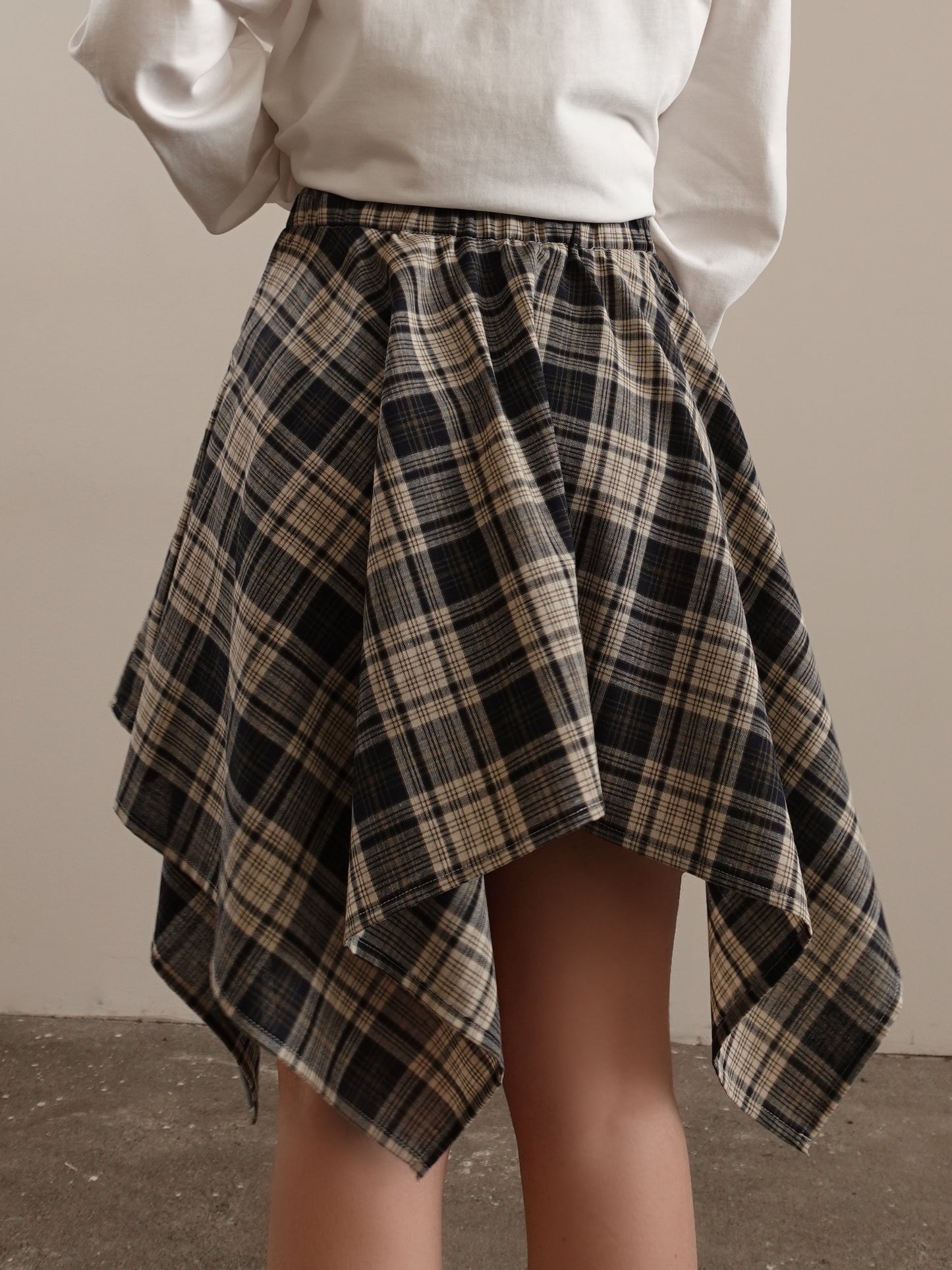 GONNA EFFETTO CAMICIA A QUADRI - BEIGE/BLU 5673