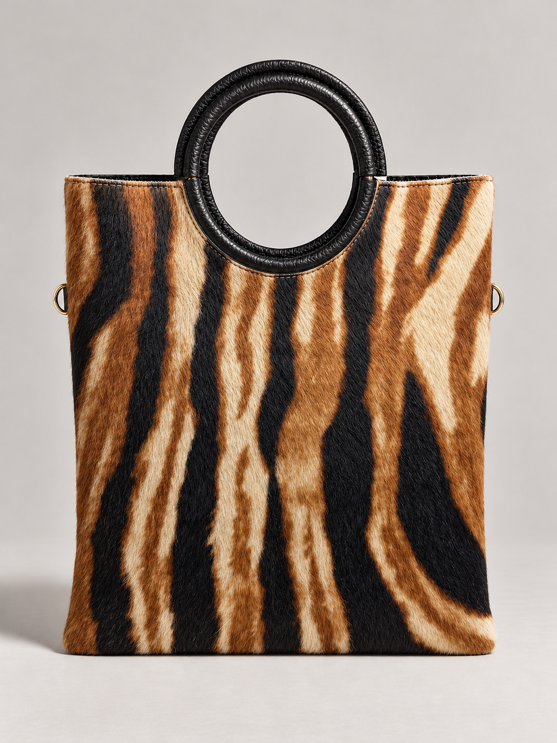 BORSA TOTE IN VERA PELLE EFFETTO CAVALLINO - TIGRATO
