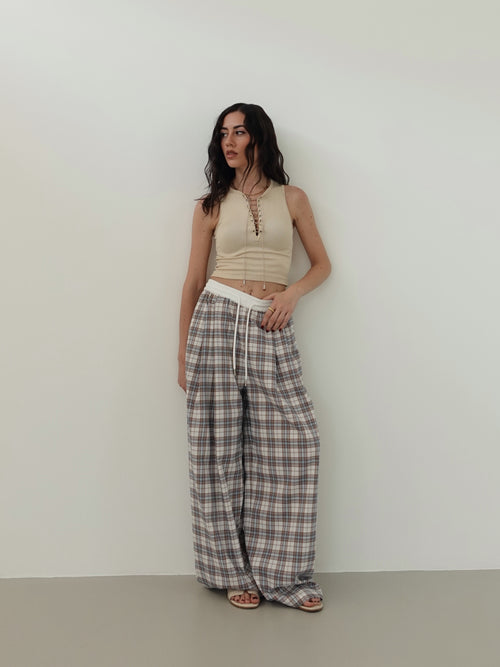 CANOTTA CON LACCETTI - BEIGE 8538
