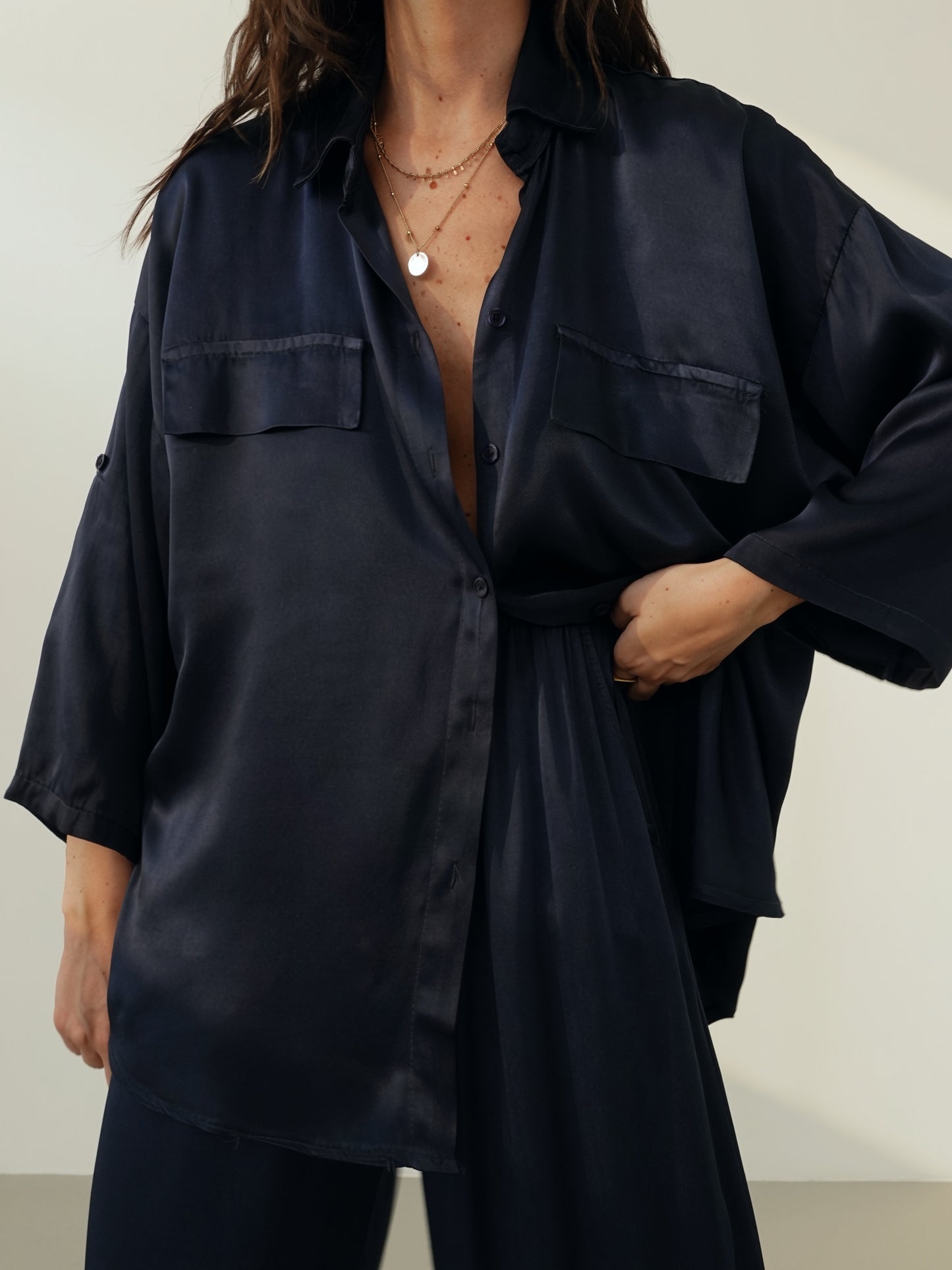 CAMICIA SATIN - BLU NOTTE 24512