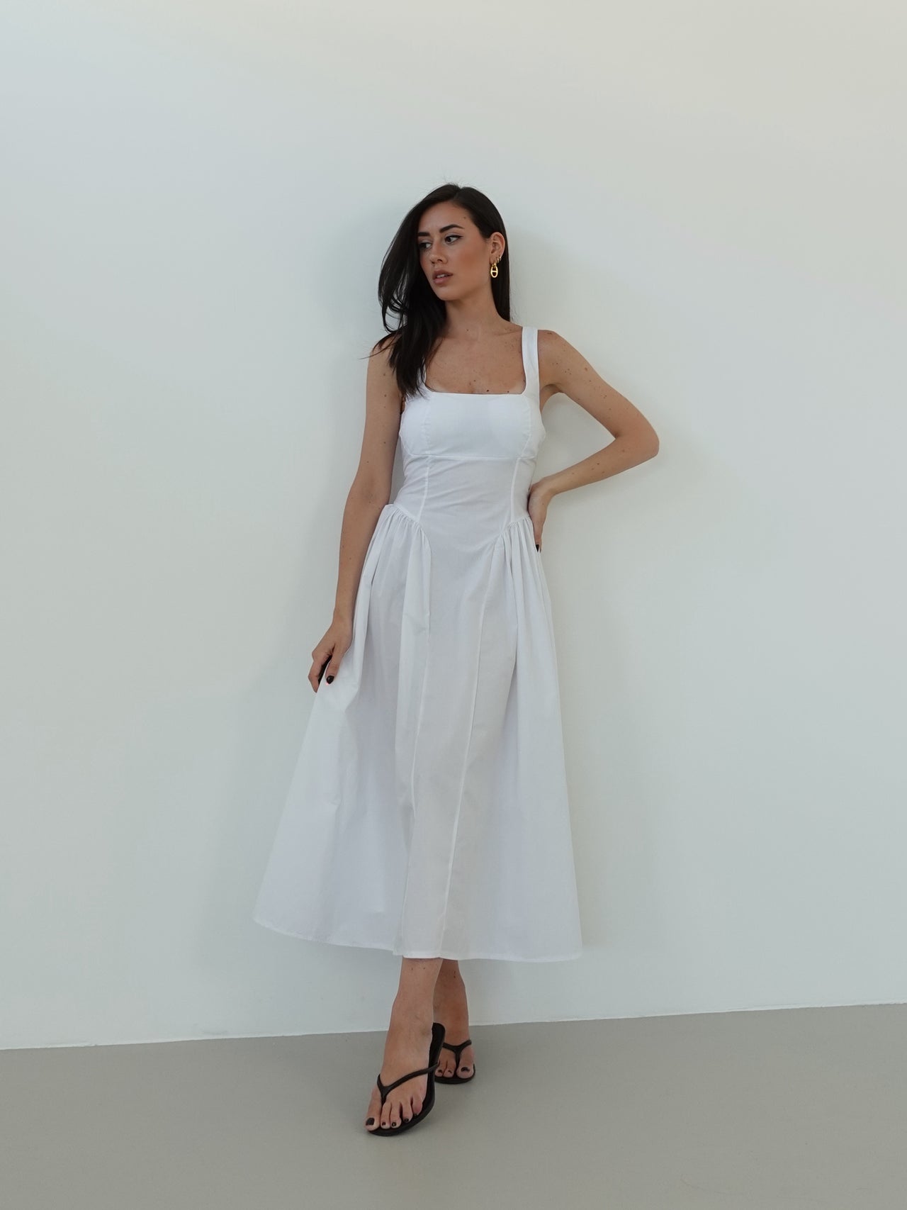 LONG DRESS BON TON IN COTONE - BIANCO 7000